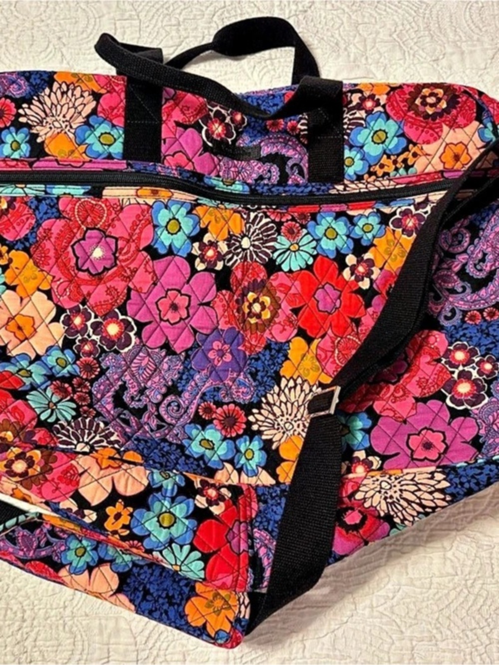 Vera Bradley Floral Fiesta Weekender Large Duffel Bag Travel Luggage Gym